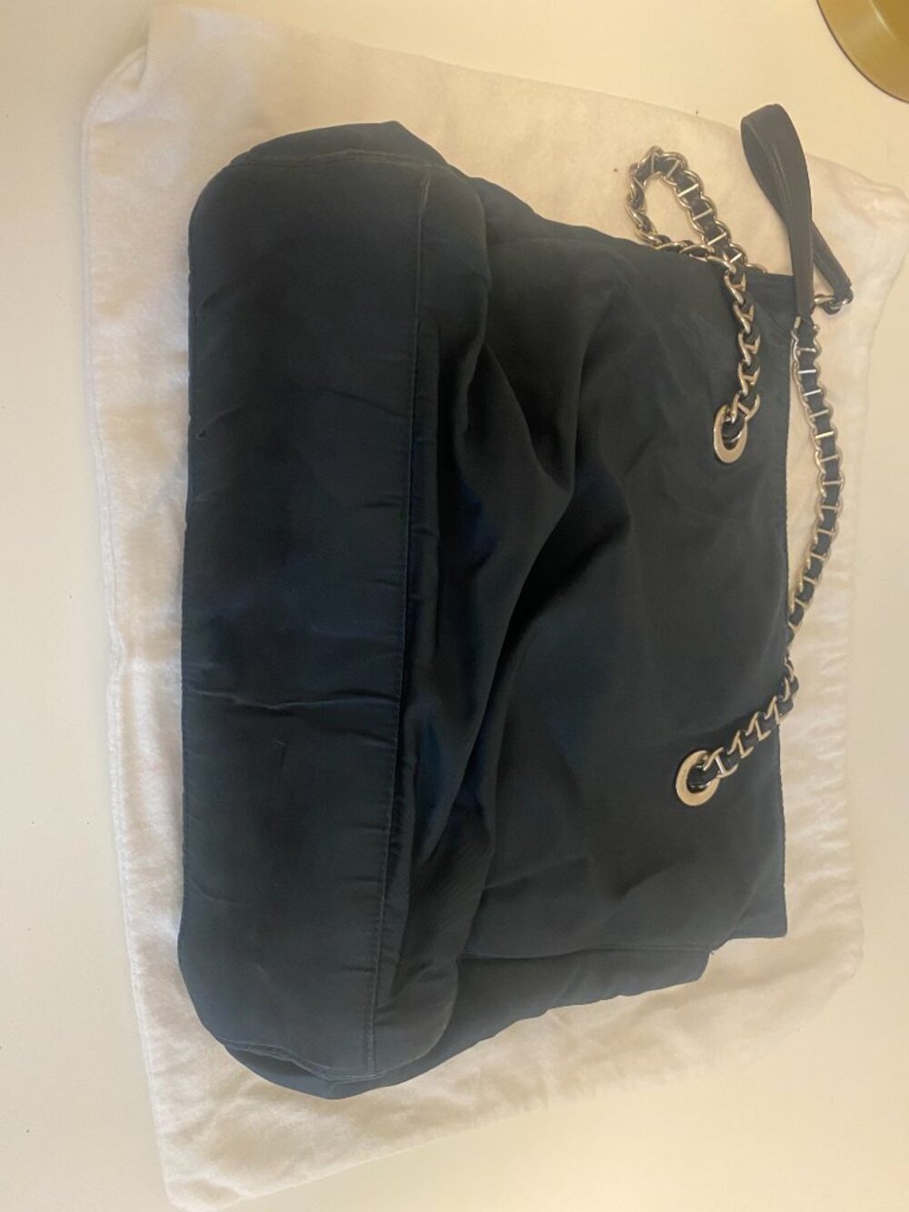Authentic Preowned Classic Prada Nylon Shoulder Bag in Dark Navy. - Picture 9 of 17
